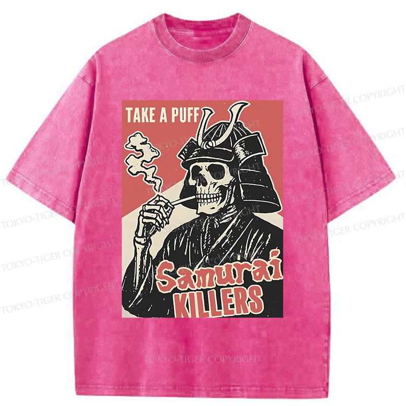 Tokyo-Tiger Smoking Samurai Washed T-Shirt