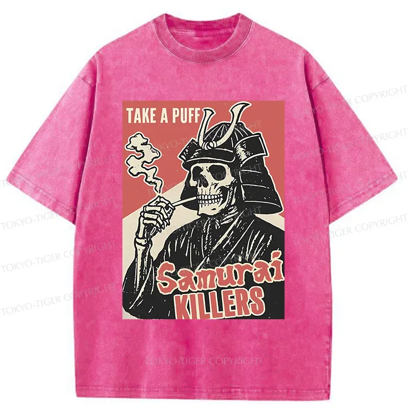Tokyo-Tiger Smoking Samurai Washed T-Shirt