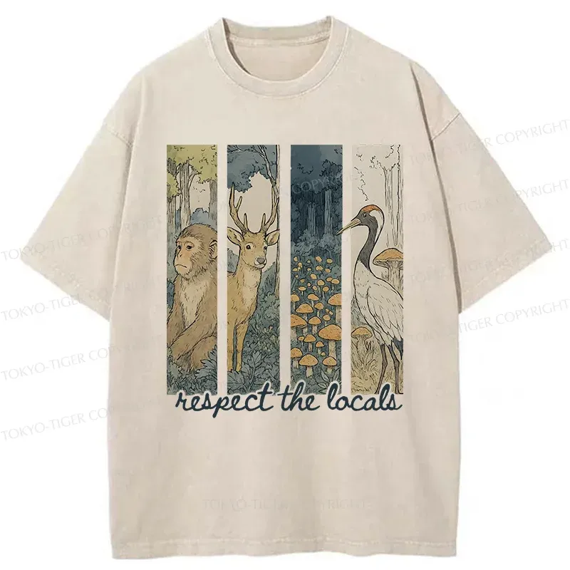 Tokyo-Tiger Japanese Local Animals And Plants Washed T-Shirt