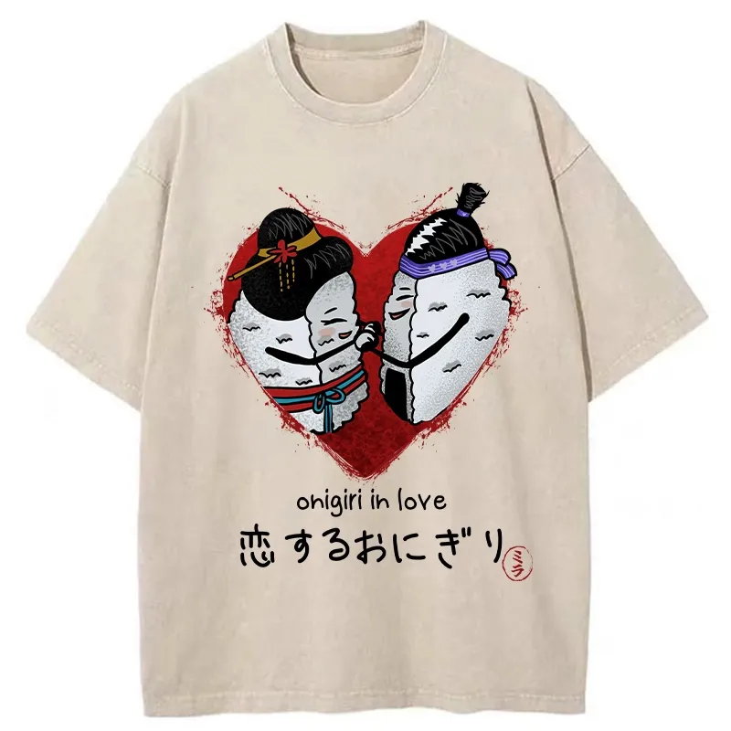 Tokyo-Tiger Onigiri In Love Washed T-Shirt