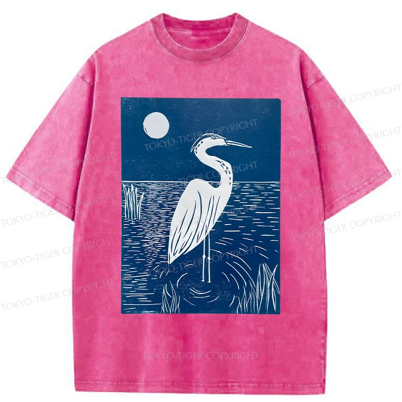 Tokyo-Tiger Woodcut Crested Lbis Washed T-Shirt