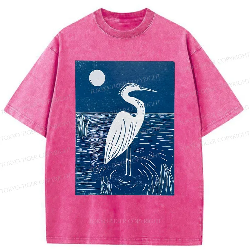 Tokyo-Tiger Woodcut Crested Lbis Washed T-Shirt