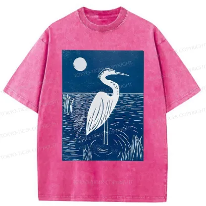 Tokyo-Tiger Woodcut Crested Lbis Washed T-Shirt