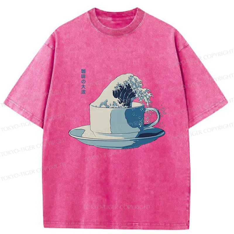 Tokyo-Tiger Retro Teacup Wave Washed T-Shirt
