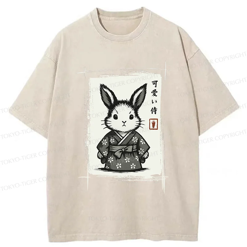 Tokyo-Tiger Woodcut Bunny Washed T-Shirt