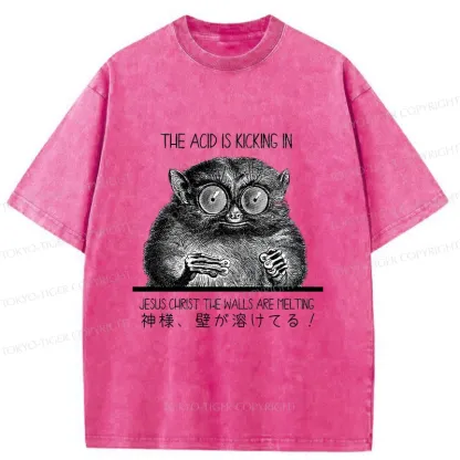 Tokyo-Tiger Tarsier Funny Washed T-Shirt