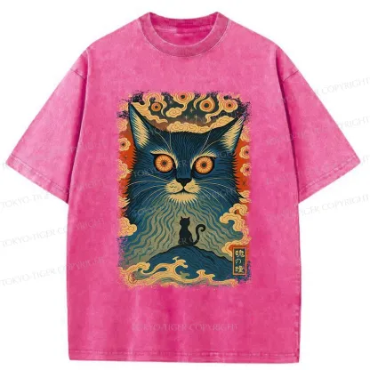Tokyo-Tiger Eye Of The Soul-cat Washed T-Shirt