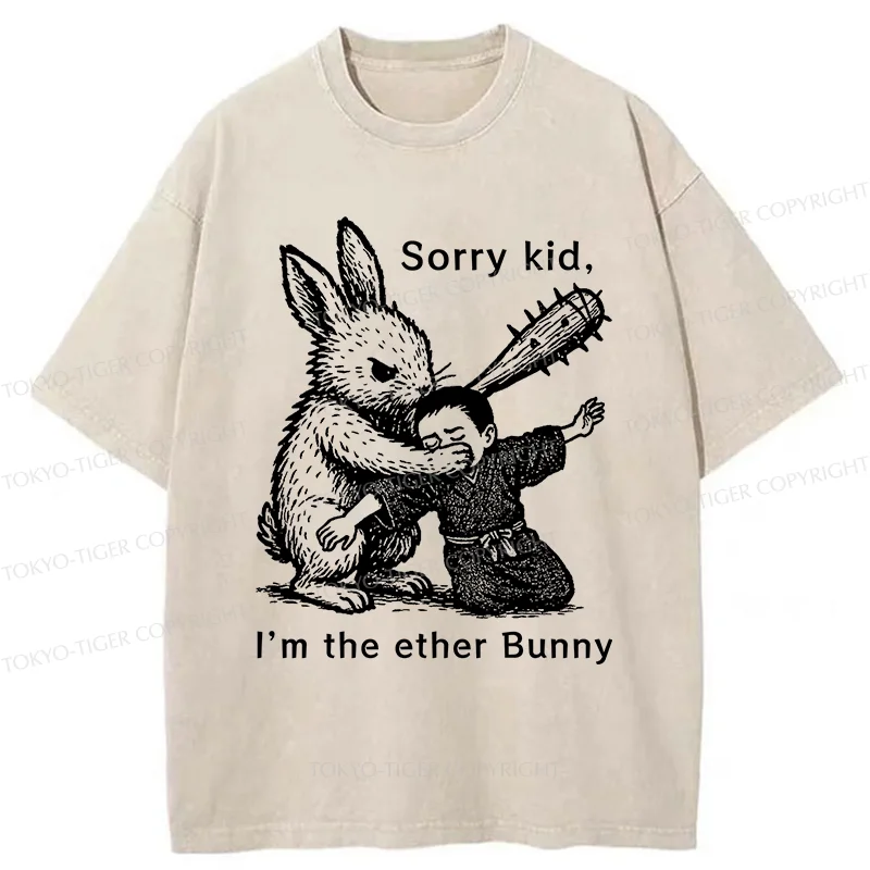 Tokyo-Tiger Bad Rabbit Funny Washed T-Shirt