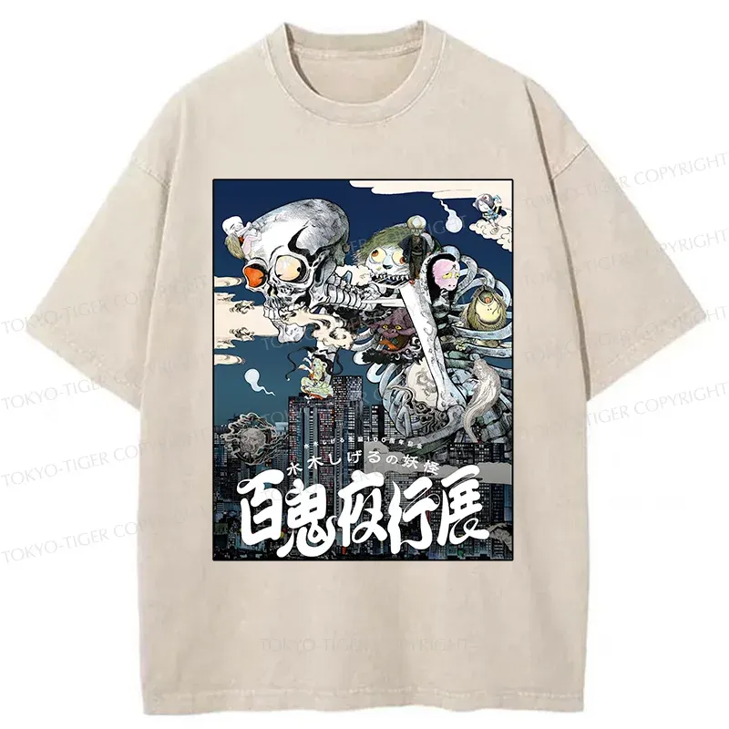 Tokyo-Tiger Japan Hundred Demons Exhibition Washed T-Shirt