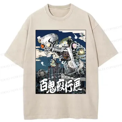 Tokyo-Tiger Japan Hundred Demons Exhibition Washed T-Shirt