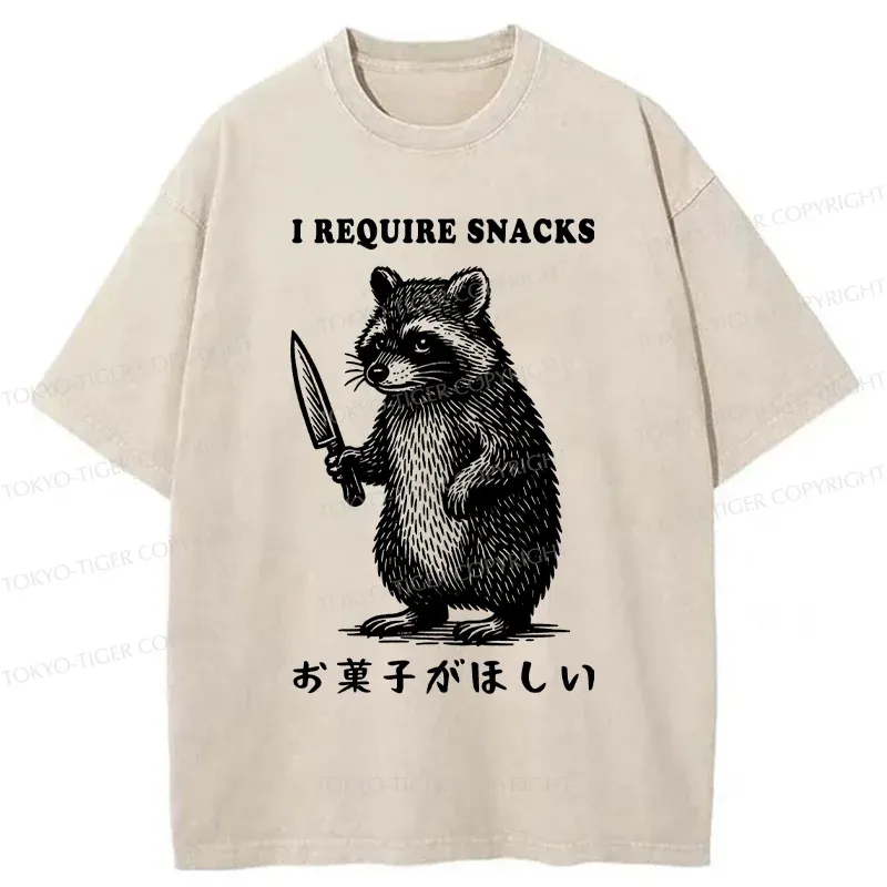 Tokyo-Tiger Raccoon Needs Candy Washed T-Shirt Sale