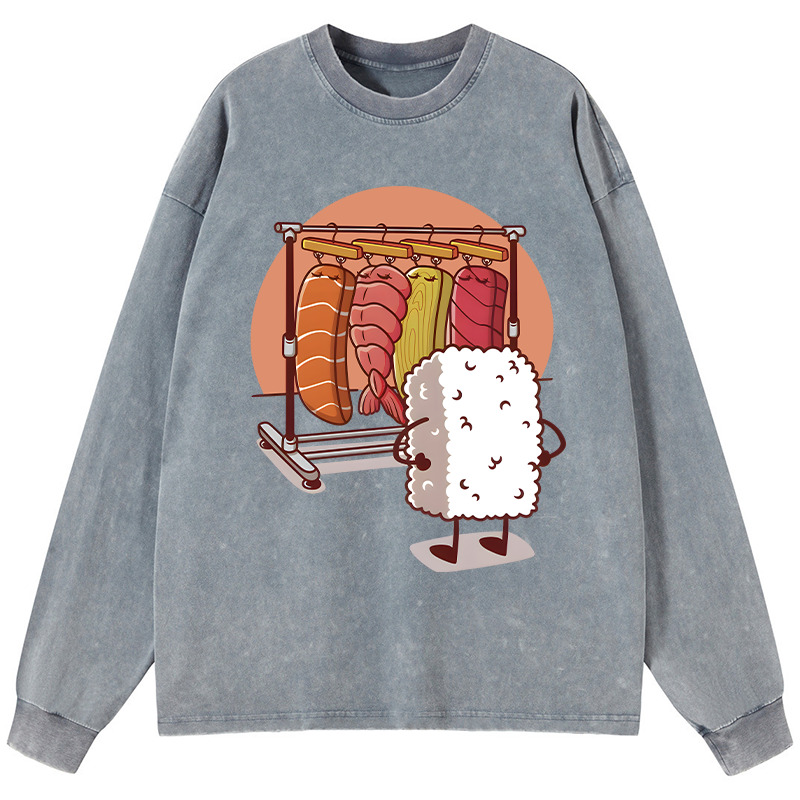 Tokyo-Tiger Which One Should I Wear Today Washed Long Sleeve T-Shirt