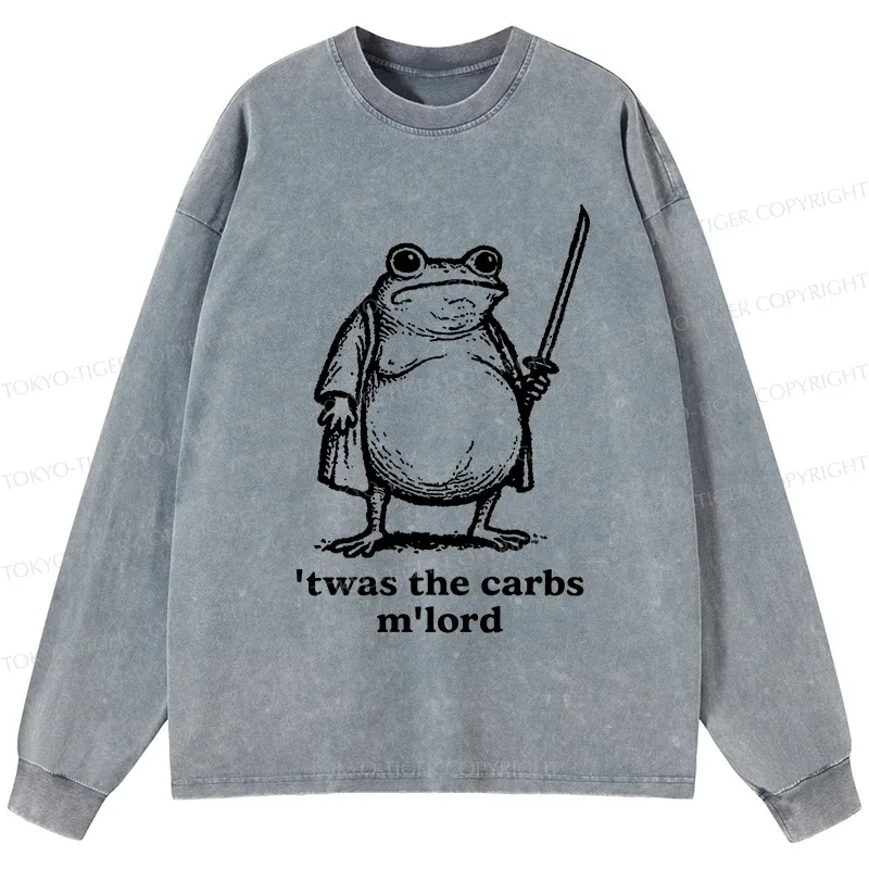 Tokyo-Tiger Funny Fat Samurai Frog Washed Long Sleeve T-Shirt Sale