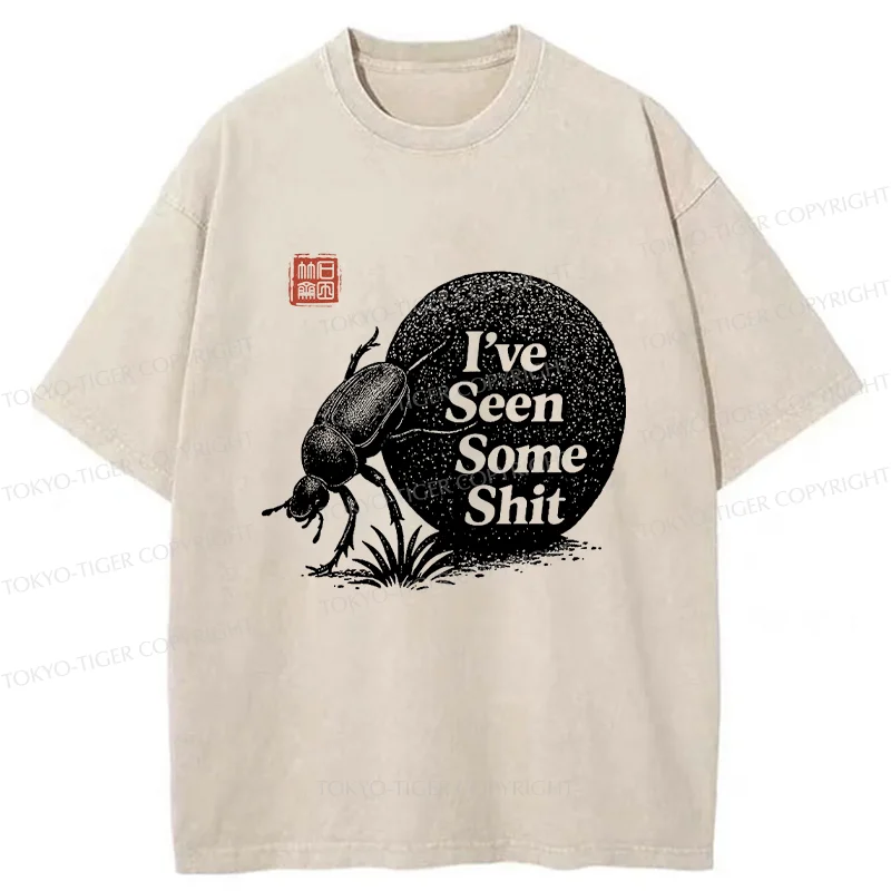 Tokyo-Tiger Funny Dung Beetle Washed T-Shirt
