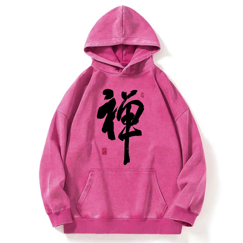 Tokyo-Tiger Japanese Zen Kanji Washed Hoodie