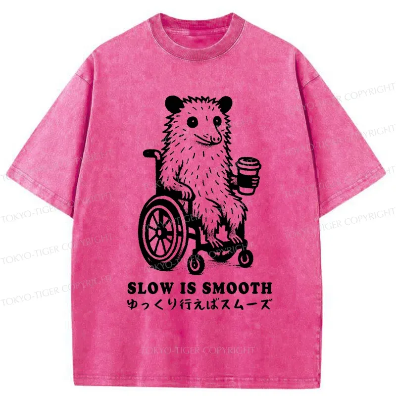Tokyo-Tiger Possum In A Wheelchair Washed T-Shirt