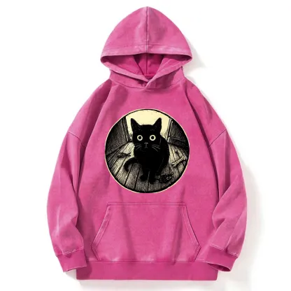 Tokyo-Tiger Waiting Black Cat Washed Hoodie
