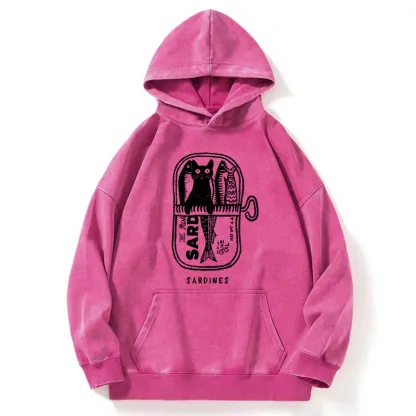 Tokyo-Tiger Cat Hiding In A Sardine Washed Hoodie