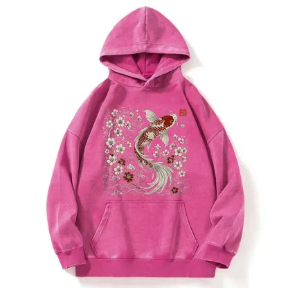 Tokyo-Tiger Vintage Sakura And Koi Washed Hoodie