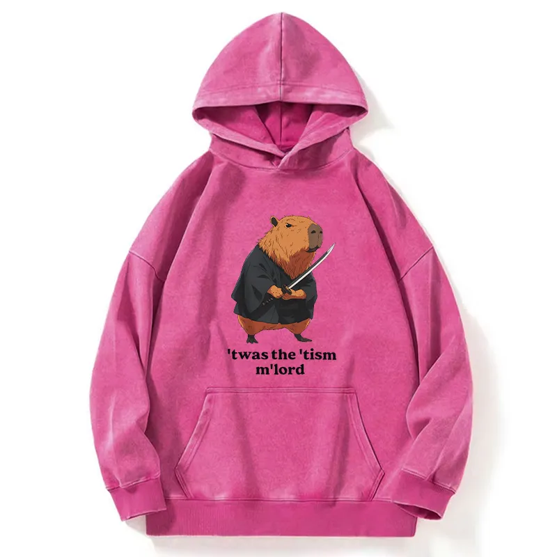 Tokyo-Tiger Focused Samurai Capybara Washed Hoodie
