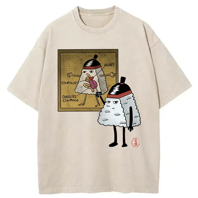Tokyo-Tiger Onigiri Biology Lesson Washed T-Shirt