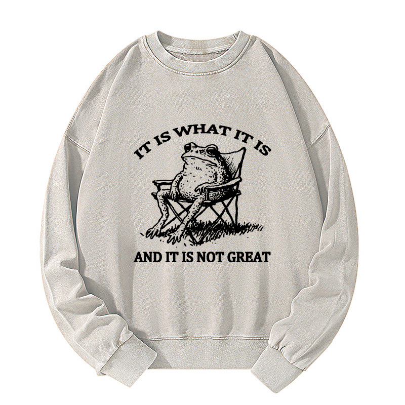 Tokyo-Tiger Resting Frog Funny Washed Sweatshirt