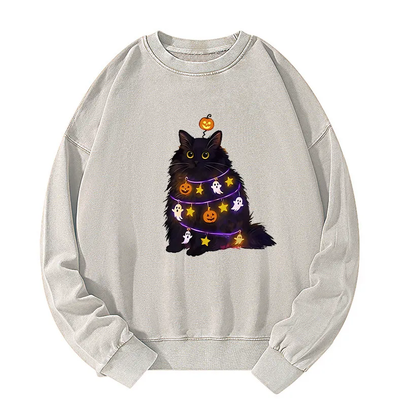 Tokyo-Tiger Halloween Cat Washed Sweatshirt