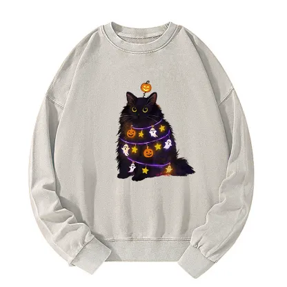 Tokyo-Tiger Halloween Cat Washed Sweatshirt