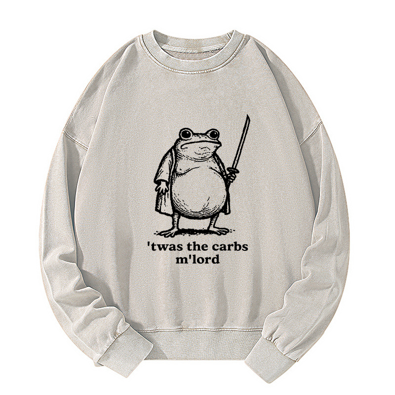 Tokyo-Tiger Funny Fat Samurai Frog Washed Sweatshirt
