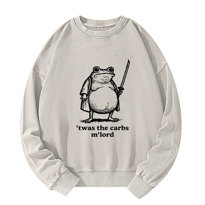 Tokyo-Tiger Funny Fat Samurai Frog Washed Sweatshirt