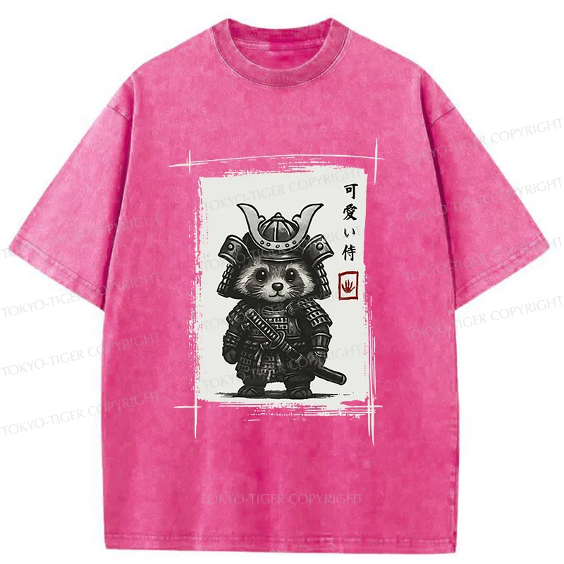 Tokyo-Tiger Samurai Baby Raccoon Washed T-Shirt