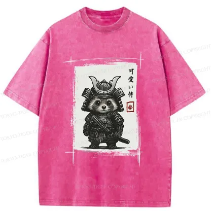 Tokyo-Tiger Samurai Baby Raccoon Washed T-Shirt