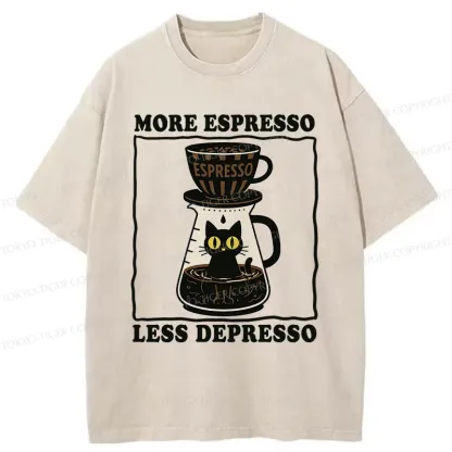 Tokyo-Tiger Cats And Coffee Washed T-Shirt