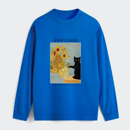 Tokyo-Tiger Black Cat With Sunflowers Classic Long Sleeve T-Shirt