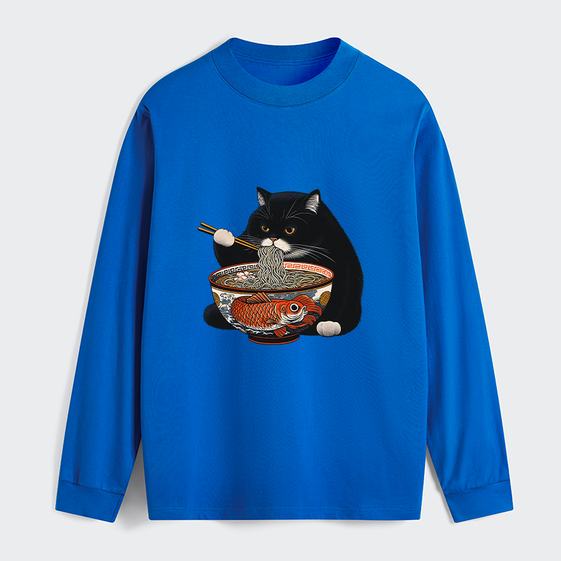 Tokyo-Tiger Fat Cat Eating Ramen Classic Long Sleeve T-Shirt