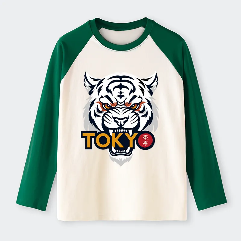 Tokyo-Tiger Logo Raglan long sleeve T-shirt