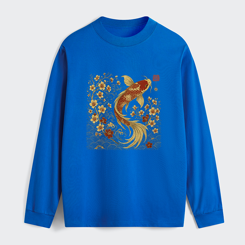 Tokyo-Tiger Vintage Sakura And Koi Classic Long Sleeve T-Shirt