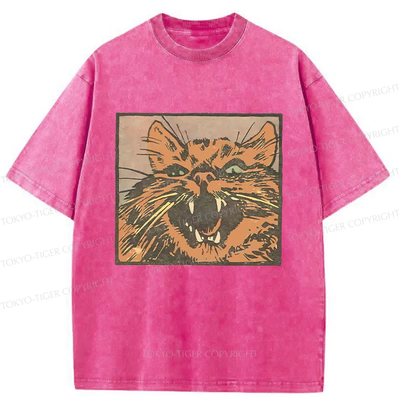 Tokyo-Tiger Roaring Cat Washed T-Shirt