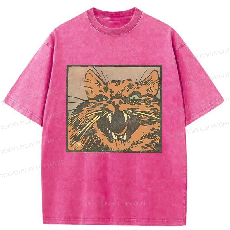 Tokyo-Tiger Roaring Cat Washed T-Shirt