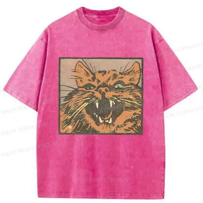 Tokyo-Tiger Roaring Cat Washed T-Shirt
