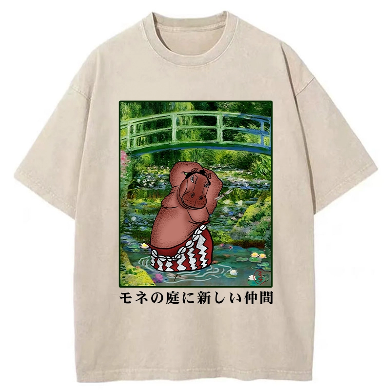Tokyo-Tiger A New Addition To Monet's Garden Washed T-Shirt