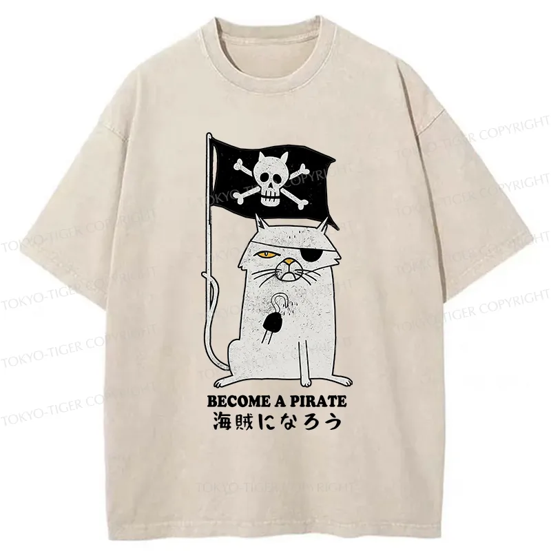 Tokyo-Tiger Pirate Cat Washed T-Shirt