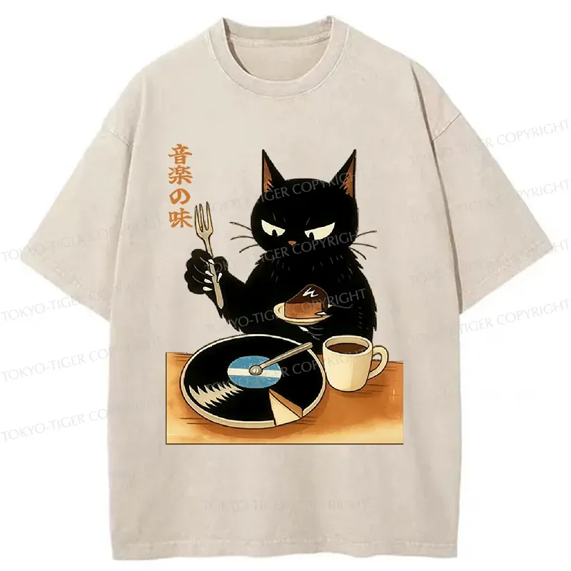 Tokyo-Tiger Cat Cutting A Record Cake Washed T-Shirt