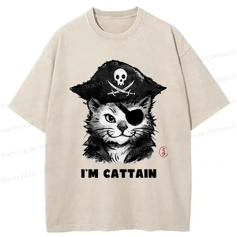 Tokyo-Tiger Pirate Cat Japan Washed T-Shirt