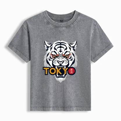 Tokyo-Tiger Logo Women's Washed T-shirt