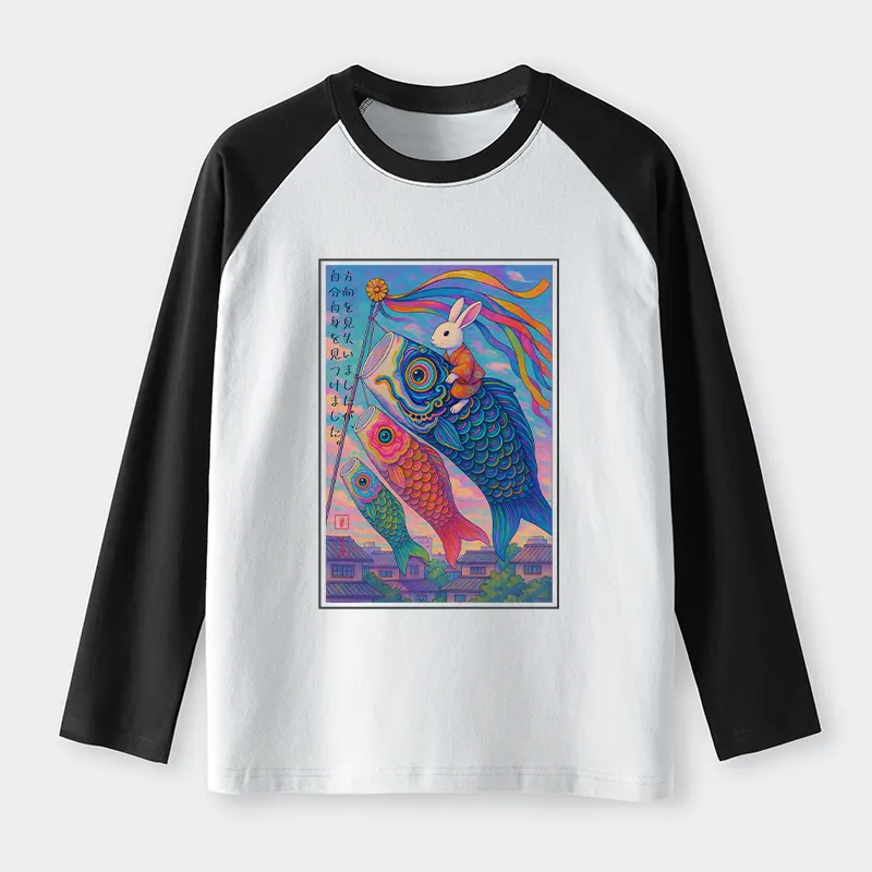 Tokyo-Tiger Ukiyoe Rabbit Ride Carp streamer Poster long sleeve T-shirt