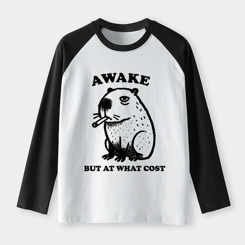 Tokyo-Tiger Smoking Capybara Raglan Long Sleeve T-shirt