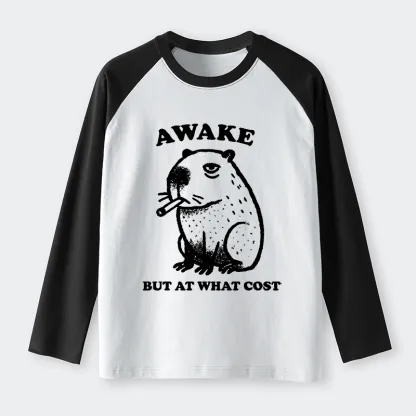 Tokyo-Tiger Smoking Capybara Raglan Long Sleeve T-shirt