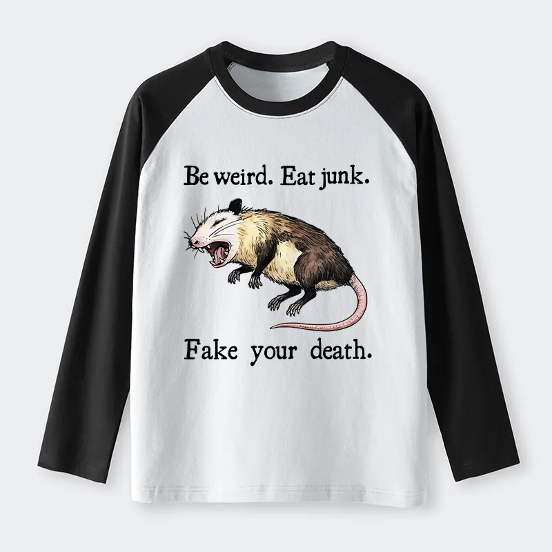 Tokyo-Tiger Possum Playing Dead Raglan Long Sleeve T-shirt