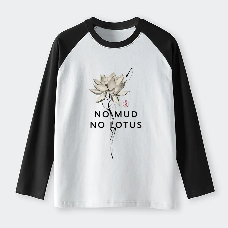 Tokyo-Tiger Japanese Zen Lotus Raglan Long Sleeve T-shirt